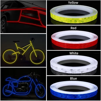 1 см x 8 м/Рулон Светоотражающие Наклейки Полоса MTB Велосипедная Клейкая лента Отражающая Наклейка