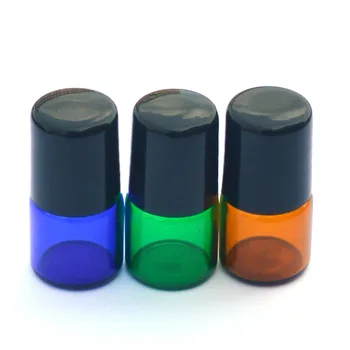 100шт Мини-1 мл Красочный рулон на стеклянных бутылочках для многоразового использования эфирных масел, флакон с роликом для духов