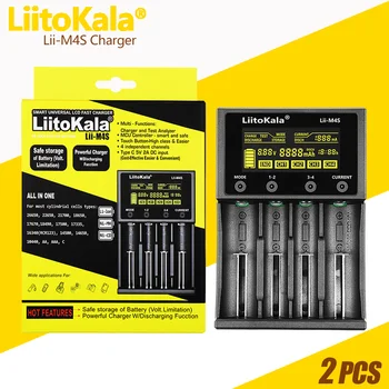 2 шт. LiitoKala Lii-M4S Lii-M4 18650 Смарт зарядное устройство ЖК-дисплей Дисплей для 26650 21700 32650 20700 21700 16340 AA AAA батарея/5 В 2A USB