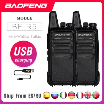 2 шт./лот Baofeng BF-R5 Мини Портативная рация USB Зарядка Портативное Двухстороннее Радио UHF FM-Трансивер BF R5 Ham Радиостанция