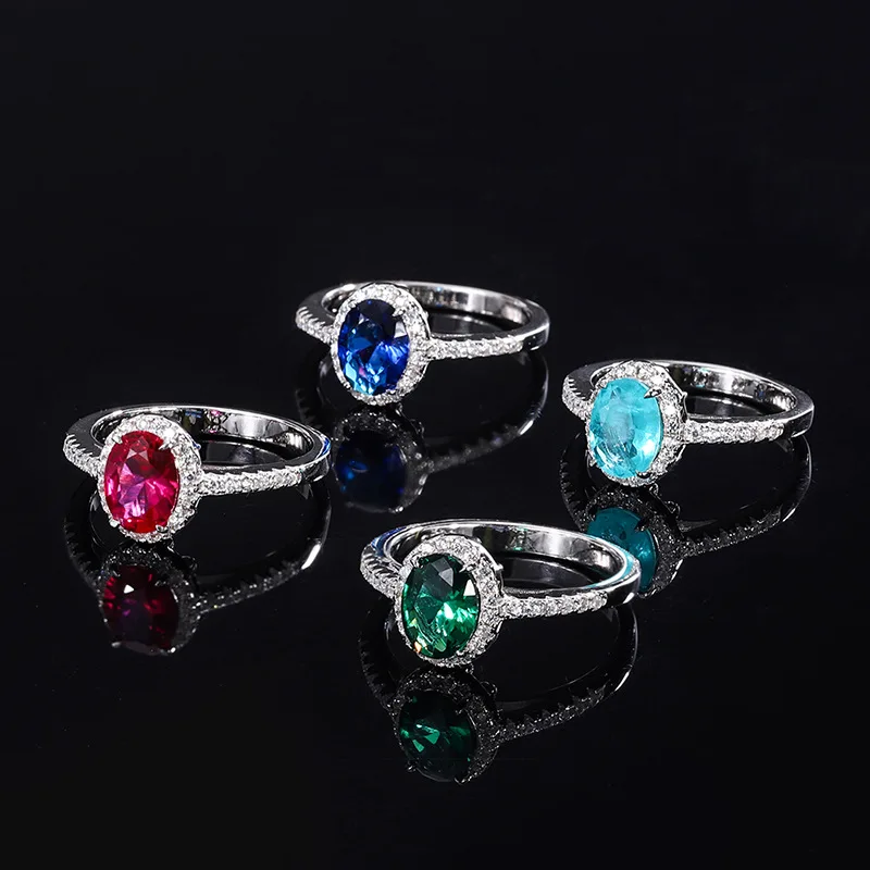 2022 Новый S925 Стерлингового серебра, Основной камень 6 * 8 мм, Рубиновое кольцо Paraiba Для женщин, Высокое качество, CZ, Винтажные ювелирные изделия, свадебный подарок