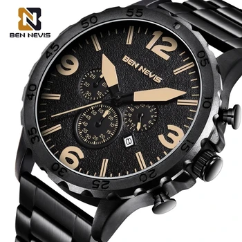 2023 Мужские Кварцевые Водонепроницаемые Часы BEN NEVIS Watch for Men Роскошные Модные Спортивные Наручные часы Chronos montre homme