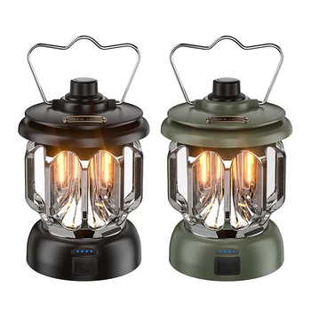 2023 Новая портативная светодиодная лампа для кемпинга, Мини-подвесной Ретро-фонарь для кемпинга, 18650, встроенный аккумулятор, перезаряжаемая уличная лампа с регулируемой яркостью