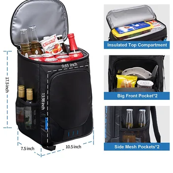 40Л Сумка-холодильник для пикника, Большая емкость, Походный тепловой рюкзак для еды с открывалкой для бутылок, 100% Герметичные изолированные сумки-холодильники