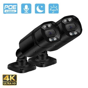 4K 8MP Onvif POE IP-камера Для NVR Полноцветная Ночного Видения Аудио P2P AI Обнаружение человека Наружная Водонепроницаемая Камера Безопасности 