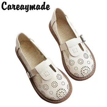 Careaymade-Женская обувь с резьбой в стиле ретро, удобная студенческая обувь на толстой подошве, художественная женская обувь, маленькие свежие сандалии, женская обувь
