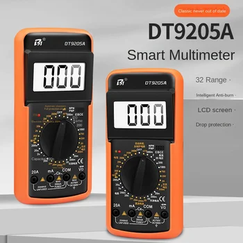 DT9205A многофункциональный мультиметр с цифровым дисплеем, техническое обслуживание электрика, интеллектуальный высокоточный мультиметр с защитой от ожогов