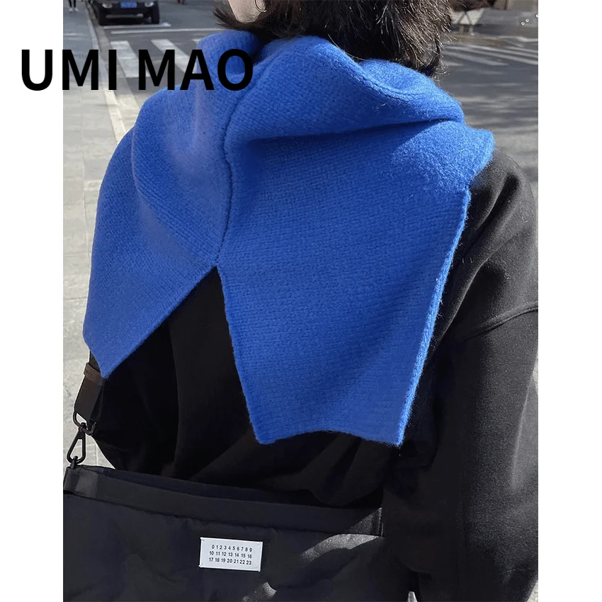 UMI MAO темно-синий, зимний новый корейский модный повседневный шерстяной платок, теплый, приятный для кожи вязаный шарф, женский Y2K