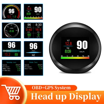 Автомобильный Цифровой спидометр HUD OBD2 + GPS, Температура воды, Расход топлива, головной дисплей OBD2, бортовой компьютер, автомобильный аксессуар