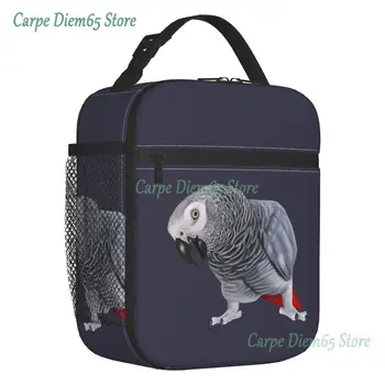 Африканский Серый Попугай, термоизолированная сумка для ланча, Женская сумка с животными, Многоразовая сумка для ланча для школы, Офиса, коробки для еды на открытом воздухе