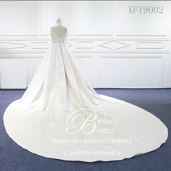 Высококачественное Бальное Платье на Заказ, Свадебные Платья Новейшего Дизайна, Кружевные Аппликации, Жемчуг, Свадебные Платья Vestido De Novias XF19002
