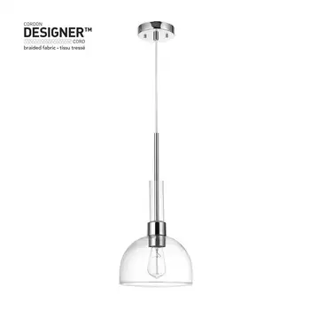 Кантри, Коттедж, Подвесные светильники в виде хромированной чаши с прозрачным стеклом, скандинавское освещение для кухни
