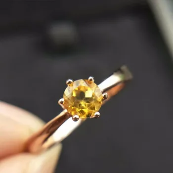 кольцо с натуральным цитрином 5 мм * 5 мм кольцо с натуральным цитрином из серебра 925 пробы, кольцо с желтым кристаллом