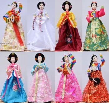 Корейская леди Народного ремесла 35 см кукла Ханбок для девочек Украшение для дома, отеля, Подарок