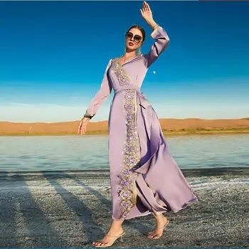 Марокканское платье Turkiye Muslim Abayat Дубай Длинное Платье Весна Женщины