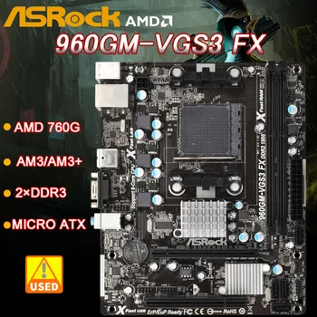 Материнская плата AM3/AM3 + Asrock 960GM-VGS3 FX DDR3 16GB USB2.0 PCI-E 2.0 SATA II VGA Micro ATX ДЛЯ процессора AMD Phenom II X6 X4 X3 X2