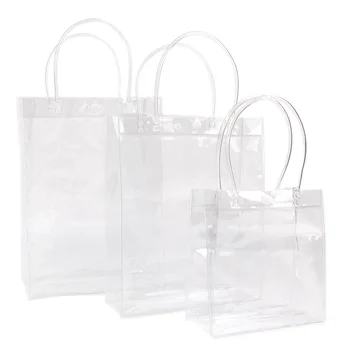 Многоразмерные прозрачные мягкие сумки-тоут из ПВХ, сумки для покупок, упаковочные пакеты с петлей для рук, прозрачная пластиковая сумка, косметичка