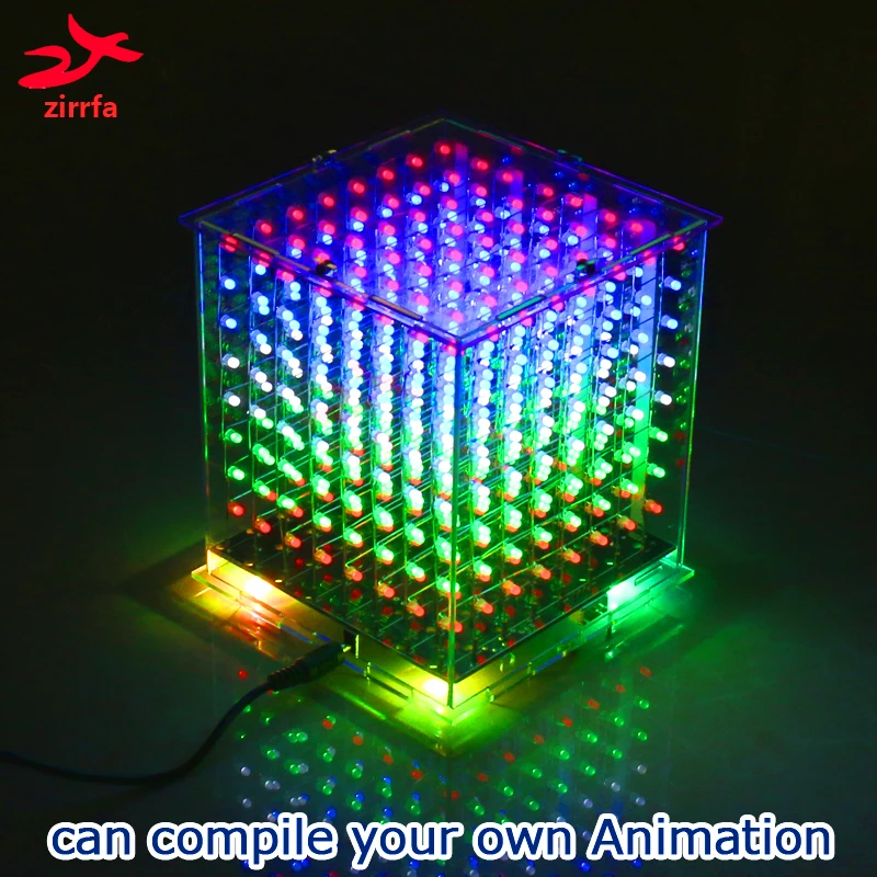 Новый 3D 8, 8x8x8, многоцветный светодиодный набор кубиков 