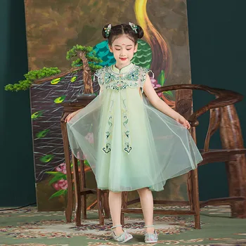 Новый Детский костюм Феи Ханфу для девочек, Косплей, Платья Принцессы для народных Танцев, Костюм Танг, Китайские Традиционные платья для Детей HFT024