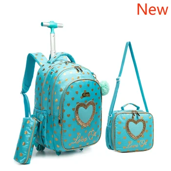 Новый детский школьный рюкзак на колесиках, рюкзак на колесиках, школьная сумка-тележка, сумка для тяги, детская дорожная сумка для багажа из трех частей