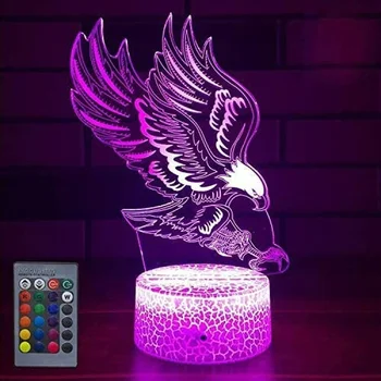 Ночной Светильник Nighdn 3D Eagle, 7 цветов, Меняющая USB Оптическую иллюзию, лампа Для Детей, Рождественский подарок На День Рождения, Детский Ночник