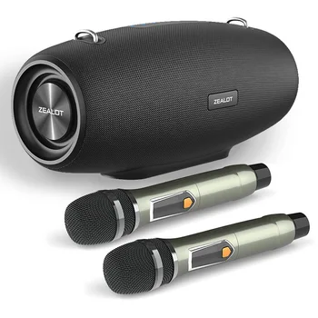 Портативная колонка ZEALOT S67 с двумя беспроводными микрофонами и плечевым ремнем Поддерживает TWS, AUX in, USB, низкие и высокие частоты для вечеринок