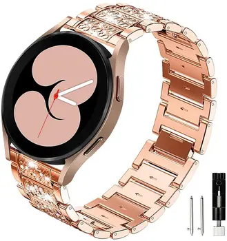 Совместим с Samsung Watch 4 Huawei GT 20-22 мм, часы с тремя бусинками, цепочка с бриллиантами, ремешок для часов
