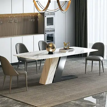 Современный креативный минималистичный Большой Кухонный столовый гарнитур Мебель для дома из мраморного камня Mesa Plegables Садовая мебель FGM