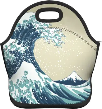 Сумка для ланча из неопрена Japan Wave, сумка для ланча, изолированный ланч-бокс Для взрослых/детей/Путешествий/Пикника/работы