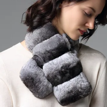 Сшитый на заказ Новый дизайн, женский шарф из натурального меха шиншиллы, Зимняя толстая теплая модная накидка на всю шкуру R9