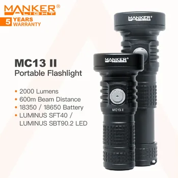 Фонарик Manker MC13 II со сверхсильной фокусировкой, работает от батареи 18350/18650, дальность луча 4500 люмен, 665 м, магнитный хвост