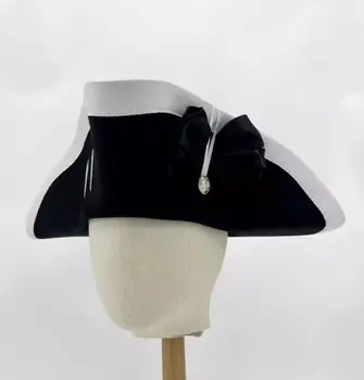 Британская Шляпа 18 века Мужская Черная Кепка Винтажная Треуголка