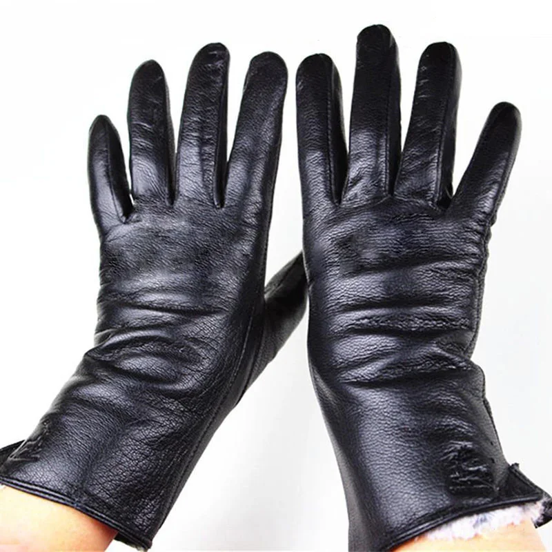 Перчатки из козьей кожи, Женские перчатки из оленьей кожи, тонкие прямые перчатки в стиле доски, осенне-зимние толстые ветрозащитные перчатки для тепла и холода
