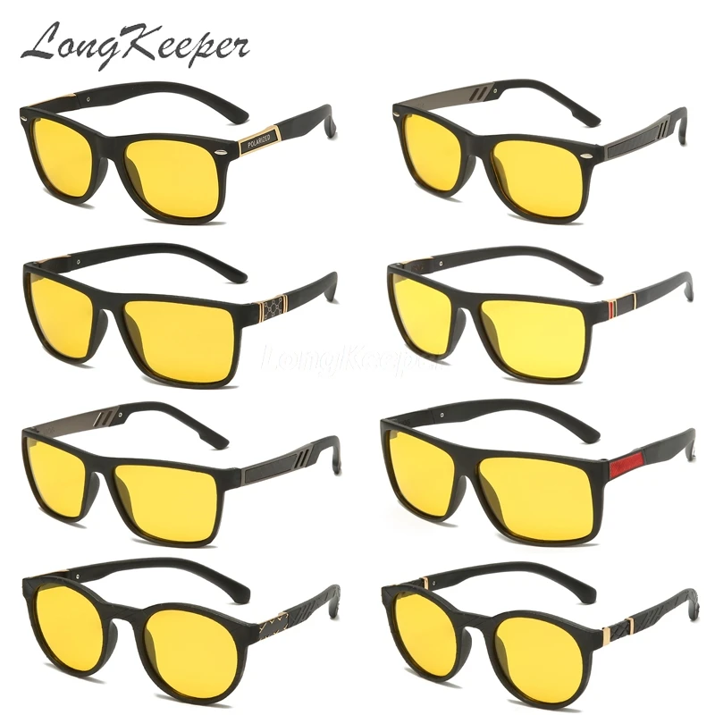 Солнцезащитные очки ночного видения LongKeeper 2020, Мужские Поляризованные Желтые линзы, Очки для водителей, Оправа TR90 с Антибликовым покрытием, Женские Очки для вождения